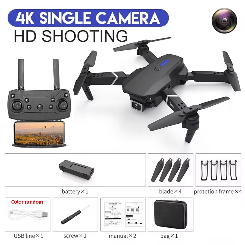 KDBFA 2024 New E88 Pro WIFI FPV Drone Wide Angle HD 4K 1080P Camera Height Hold RC Foldable Quadcopter Dron Helicopter Toys Gift